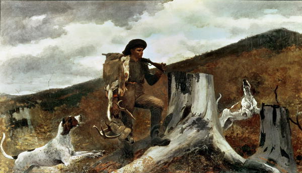 (image for) Handmade oil painting Copy paintings of famous artists Winslow Homers Paintings The Hunter and his Dog